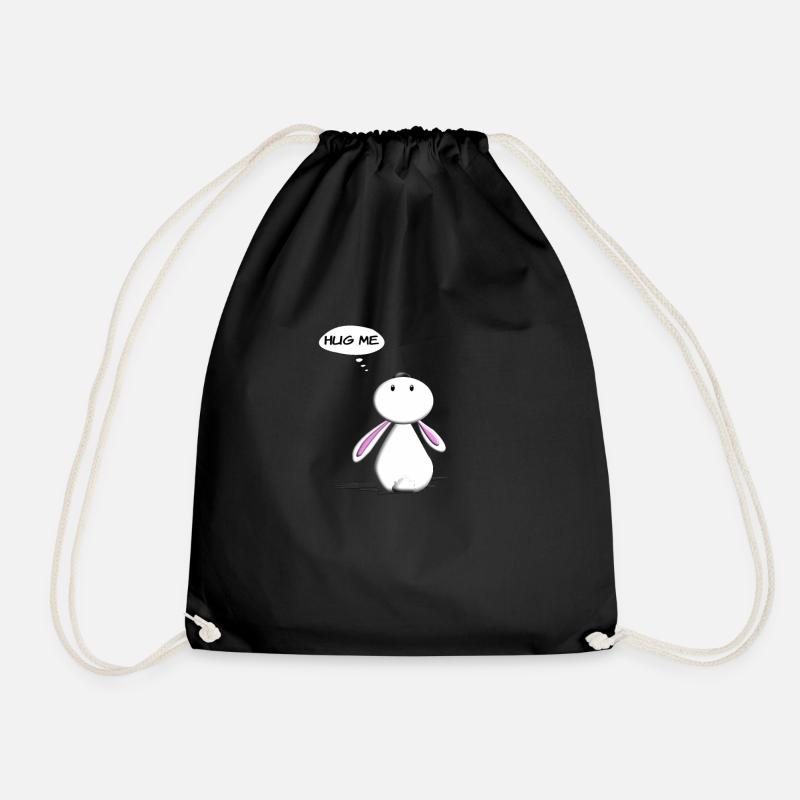 Rabbit Hasi Rabbit Comic Hug Me - Drawstring Bag - black