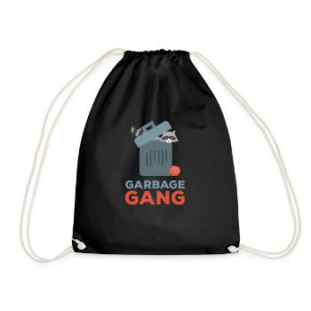 Garbage gang bachelorette party raccoon rumbling - Drawstring Bag - black - Front