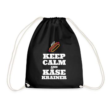 Käsekrainer Keep Calm Geschenk Würstelstand Wien - Turnbeutel - Schwarz - Vorne