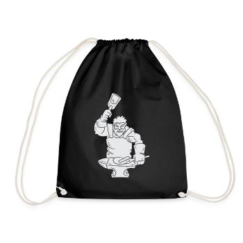 Blacksmith with anvil, hammer and pliers - Drawstring Bag - black - Front