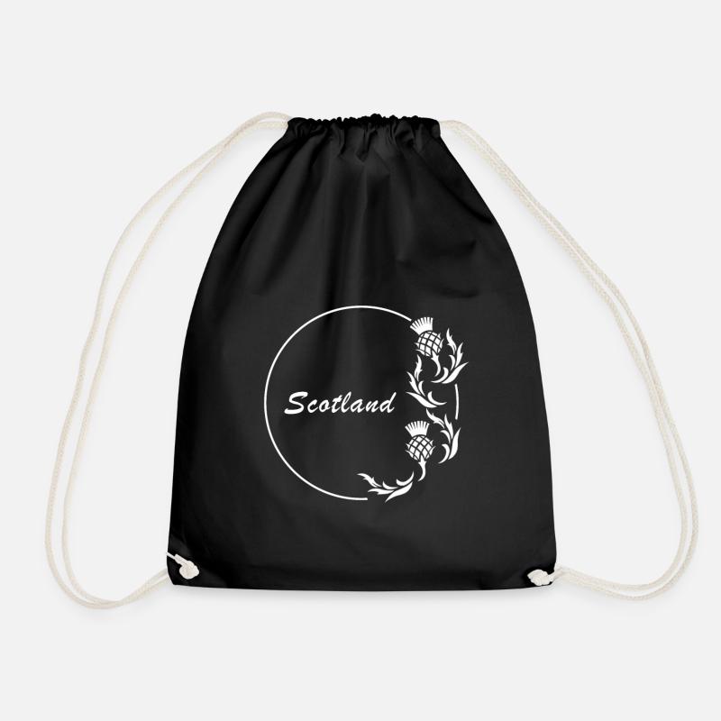 Scotland Thistle National Flower Circle Scotland - Drawstring Bag - black