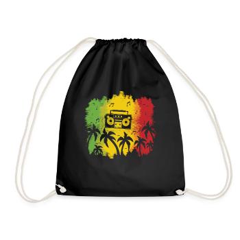 Reggae Music Jamaica Colors Palm Trees - Drawstring Bag - black - Front
