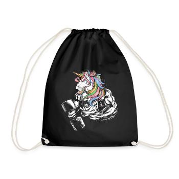 Einhorn Bodybuilding Unicorn Fitness Training - Drawstring Bag - black - Front