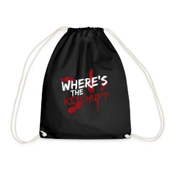 Where is the ketchup tomato sauce grilling fries - Drawstring Bag - black - Front