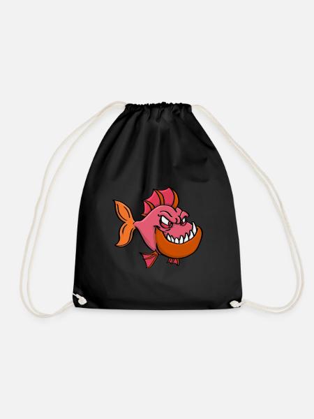 Piranha Raubfisch - Turnbeutel - Schwarz