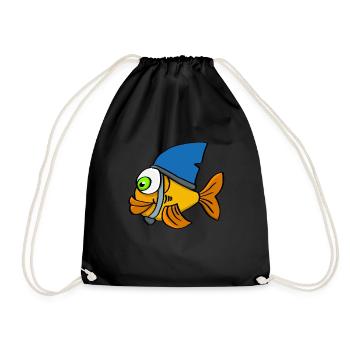 Schlauer Goldfisch Mit Haiflosse - Turnbeutel - Schwarz - Vorne