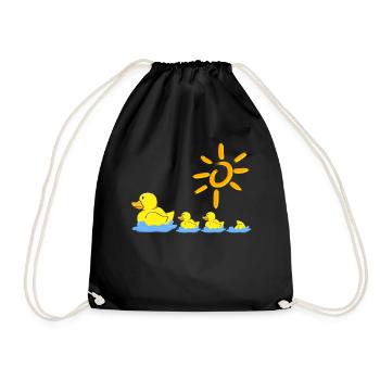 Duck Family Rubber Duck Bathing Duck - Drawstring Bag - black - Front
