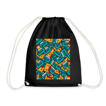 80 années 80 rétro costume de tenue de cassette vintage - Sac de sport léger - noir - Devant