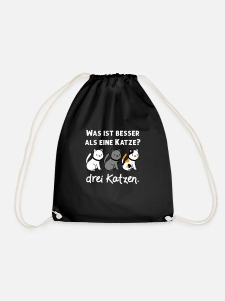 Drei Lustige Katzen Geschenk für Katzenhalter - Turnbeutel - Schwarz