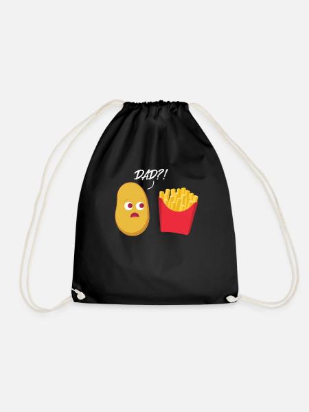 Des frites papa? Pommes de terre frites fast food - Sac de sport léger - noir
