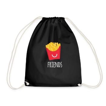 French fries potatoes fast food ketchup gift - Drawstring Bag - black - Front