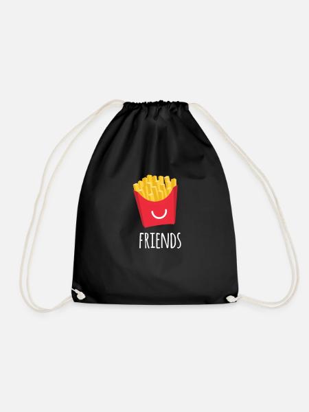 Pommes Freunde Kartoffel Fastfood Ketchup Geschenk - Turnbeutel - Schwarz