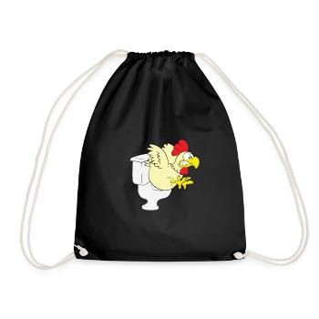 Chicken / cock on toilet - Drawstring Bag - black - Front