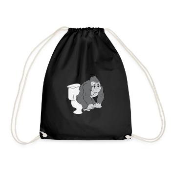 Gorilla auf Toilette - Turnbeutel - Schwarz - Vorne