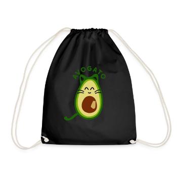 Avogato cat avocado funny and funny - Drawstring Bag - black - Front