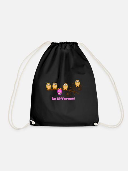 Be Different Süße Eulen Spruch - Turnbeutel - Schwarz