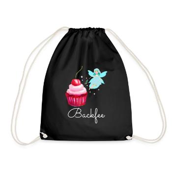 Backfee Backen Bäcker Kuchen Cupcake Fee Törtchen - Turnbeutel - Schwarz - Vorne