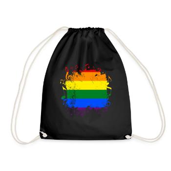 Regenbogen Musik LGBT Gay Pride - Turnbeutel - Schwarz - Vorne
