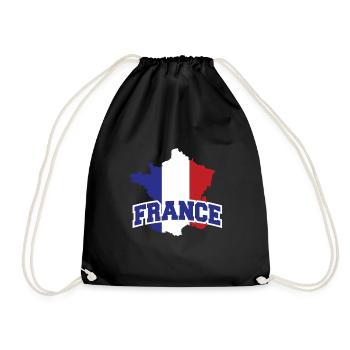 Frankreich - Fahne - Landesgrenze - France - Turnbeutel - Schwarz - Vorne