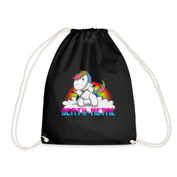 Death Metal Unicorn Rainbow - Drawstring Bag - black - Front
