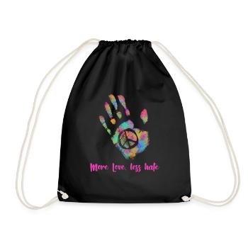 Mehr Liebe Weniger Hass Hippie - Turnbeutel - Schwarz - Vorne