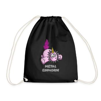 Unicorn Metal - Drawstring Bag - black - Front