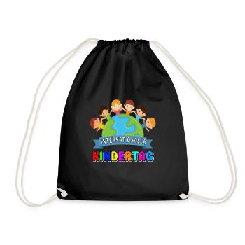 International Kindertag Kinder Kind Welt Frieden - Turnbeutel - Schwarz - Vorne