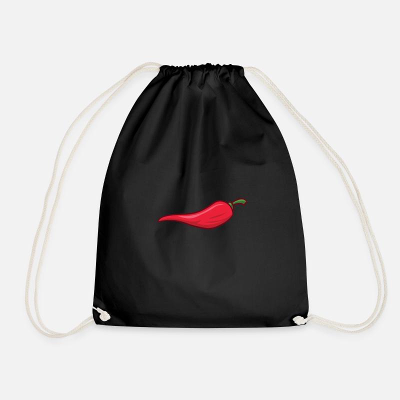 Spicy - Rote Chilischote - Turnbeutel - Schwarz