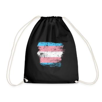 Transgender Flagge - Turnbeutel - Schwarz - Vorne