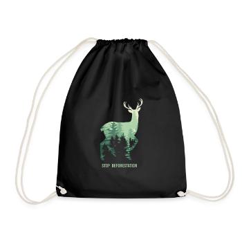 Stopper la déforestation - Silhouette Cerf Forest / Tann - Sac de sport léger - noir - Devant