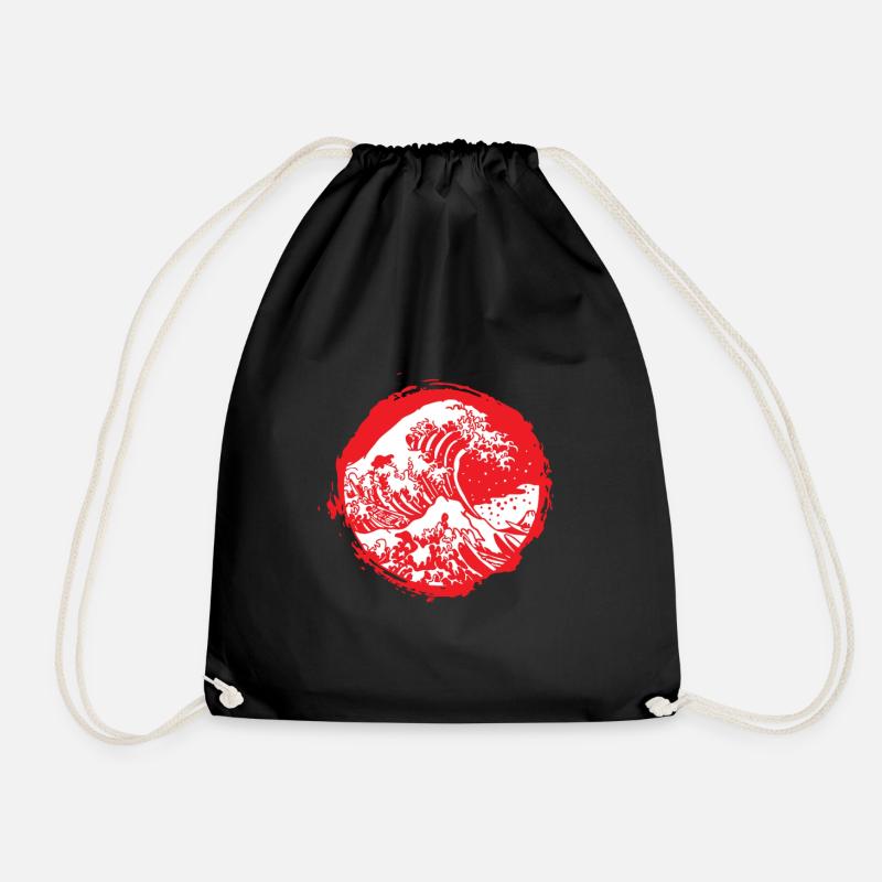 Japan - Flagge mit Meer / Welle - Turnbeutel - Schwarz