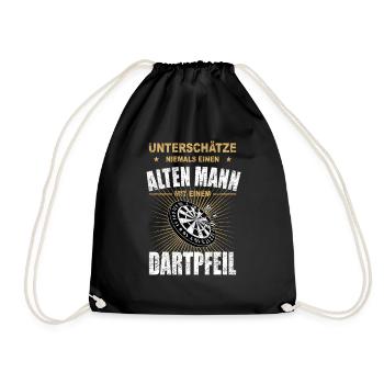 Darts Dartspieler Geschenk Dartpfeil Retro Vintage - Turnbeutel - Schwarz - Vorne