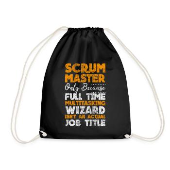 Scrum Master Developer Git Touch Container Docker - Drawstring Bag - black - Front