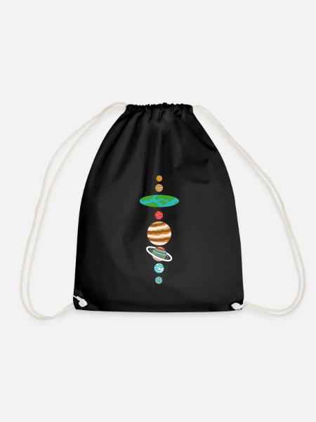 Flat Earth Solar System Flat Earth - Drawstring Bag - black