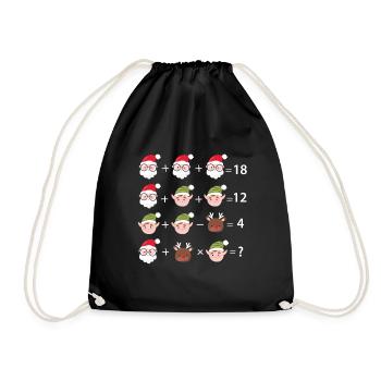 Christmas Math Teacher Math Quiz - Drawstring Bag - black - Front
