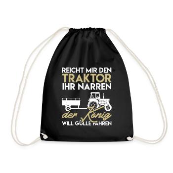 Landwirt Farmer Bauernhof Trecker Traktor Spruch - Turnbeutel - Schwarz - Vorne