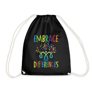 Embrace differences Autismus Handicap Verständnis - Turnbeutel - Schwarz - Vorne