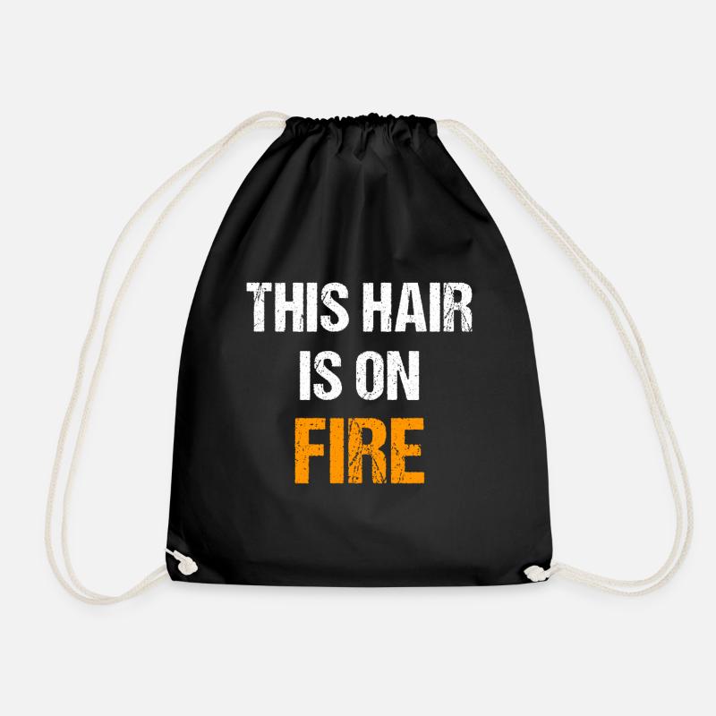 This Hair is on Fire | Funny ginger redhead - Drawstring Bag - black