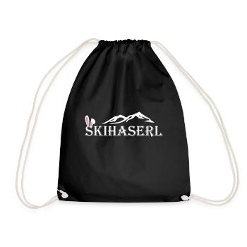Skihase Skihaserl Apres Ski - Turnbeutel - Schwarz - Vorne