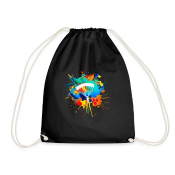 Parachutist paraglider splash of paint Springer - Drawstring Bag - black - Front