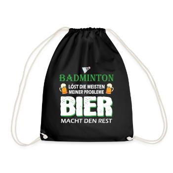 Badminton Federball Lustige Badminton Sprüche - Turnbeutel - Schwarz - Vorne