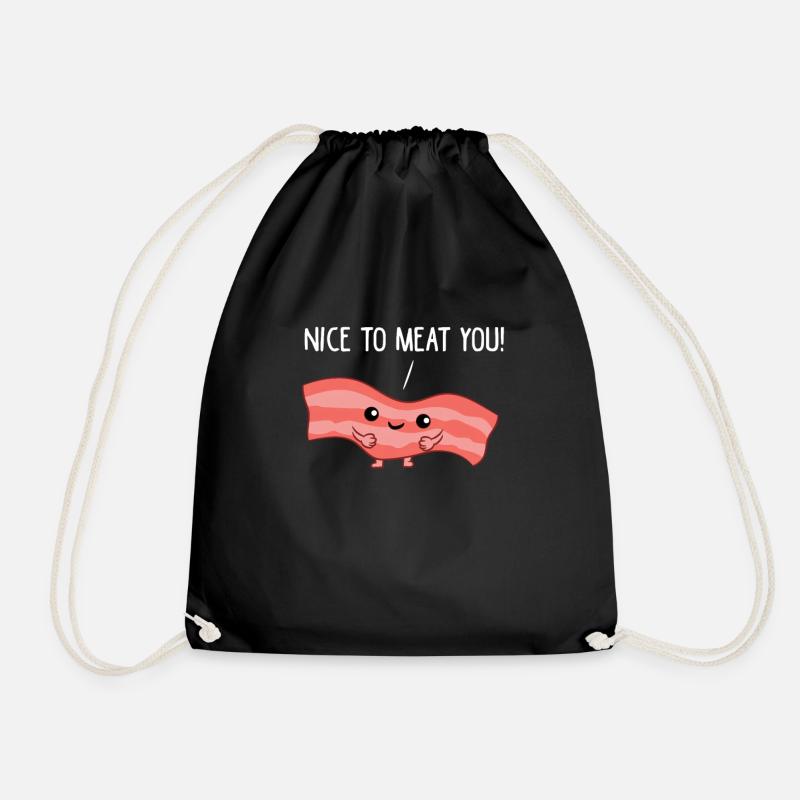 Fleisch - Bacon, nice to meat you - Turnbeutel - Schwarz