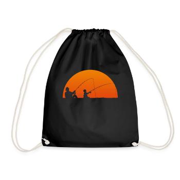 Fishing father and son - Drawstring Bag - black - Front