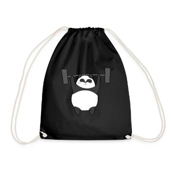 Haltérophilie - L'ours panda soulève des poids - Sac de sport léger - noir - Devant