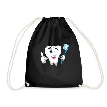 Dentiste - Dent radieuse avec une brosse à dents bleue - Sac de sport léger - noir - Devant