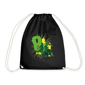 Football 8th birthday children 8 years - Drawstring Bag - black - Front