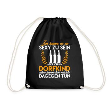 Dorfkind Lustiger Landwirtschaft Spruch - Turnbeutel - Schwarz - Vorne