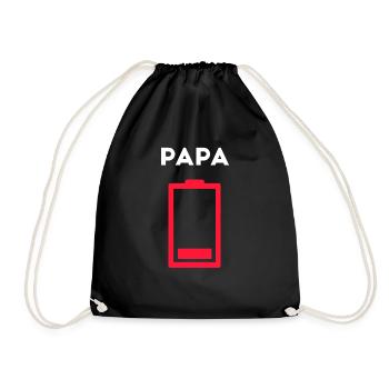 Papa Vater Batterie leer Familienshirt - Turnbeutel - Schwarz - Vorne