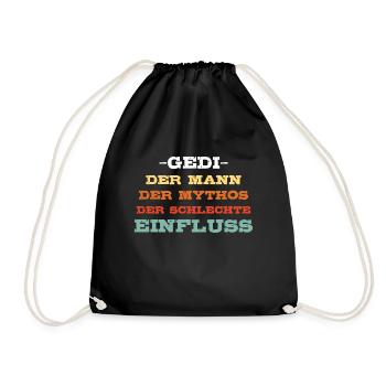 Gedi Ged Göd Gödi Firmged Taufged Patenonkel Onkel - Turnbeutel - Schwarz - Vorne