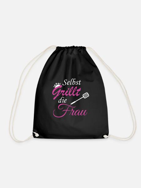 Frauen Grillschürze Grillkönigin Grillmeisterin - Turnbeutel - Schwarz